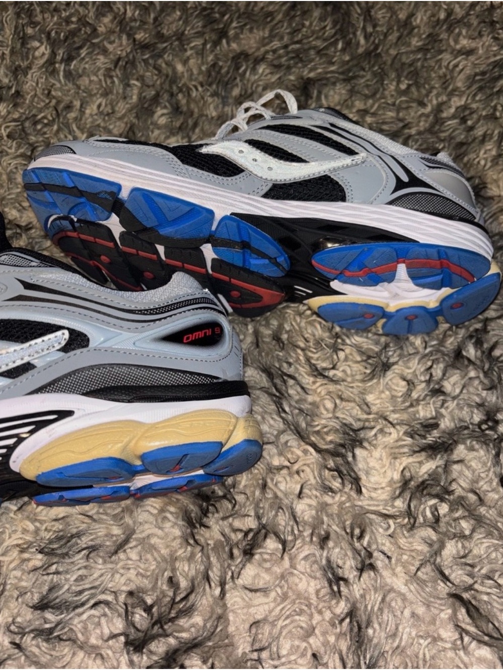 Saucony Black and Gray Running Sneakers with Blue and Cream Accents - Picture 7 of 8